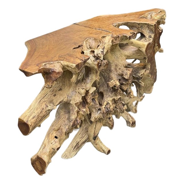 1990s Teakwood Organic Console Table For Sale