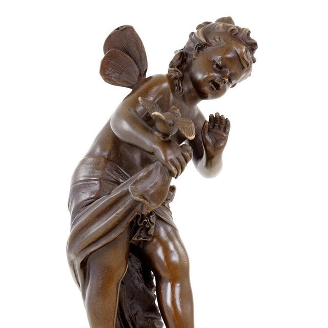 Art Nouveau Fairy Sculpture, Brown Patinated Bronze For Sale - Image 5 of 6