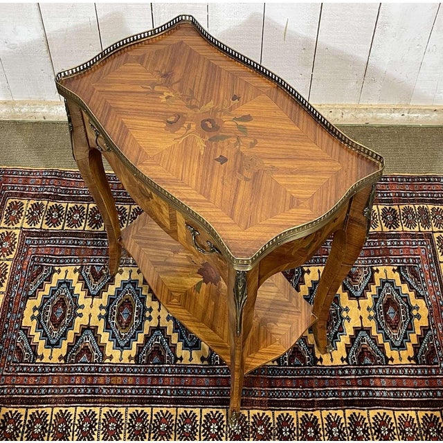 Brown Louis XV Style Side Table in Rosewood and Beech, 1970s For Sale - Image 8 of 14