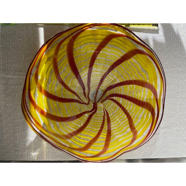 Glass Large Mid-Century Modern Vintage Hand Blown Italian Glass Centerpiece Platter For Sale - Image 7 of 7