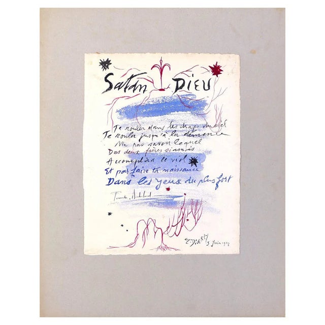 Satan Dieu du 5 Juin 1957 is an original artwork realized by Éliane Diverly in 1957. Mixed colored watercolor glued on...