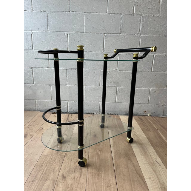 Black Modern Black and Brass Tea or Bar Cart, Vintage Design, Elegant Style For Sale - Image 8 of 11