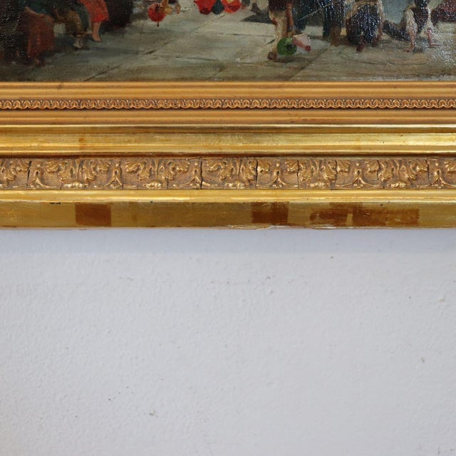 Children Playing, Oil Painting on Canvas, 19th Century, Framed For Sale - Image 3 of 16