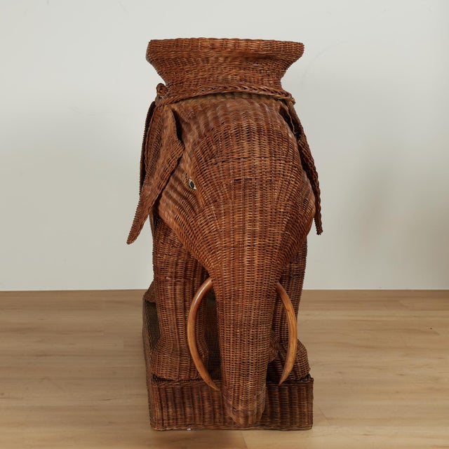 Vintage Italian Wicker Elephant Serving Bar For Sale - Image 17 of 18
