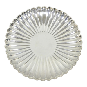 Mid 20th Century Reed & Barton 1853 Modern Silver Plated Scalloped 14" Round Dish Serving Platter