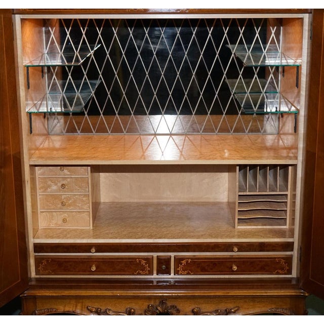 French Walnut Parquetry Bar Cabinet For Sale - Image 5 of 18