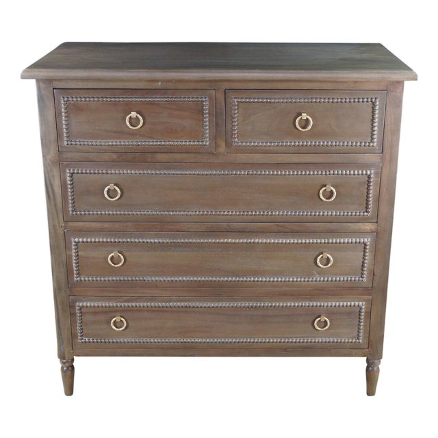 late 20th Century Bramble Cholet 5 Drawer Straw Wash Chest of Drawers Tall Dresser 44", Attributed For Sale