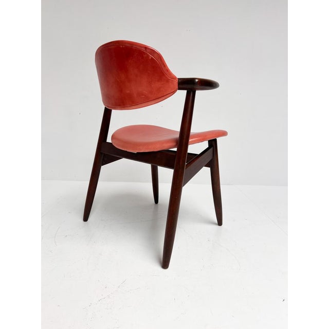 Brown Red Colored Leather Cowhorn Chair, 1970s For Sale - Image 8 of 16