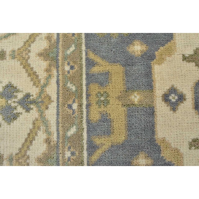 Oushak Rug 4’11” X 7’10” Blue Wool Tribal Hand-Knotted Oriental Carpet For Sale - Image 10 of 14