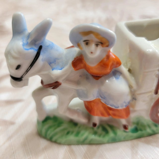 Ceramic Mid 20th Century Japan Ashtray Figurine Girl With Donkey and Cart For Sale - Image 7 of 12