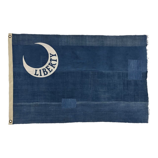 Distressed Cotton Fort Moultrie Liberty Flag Made From Vintage Indigo For Sale
