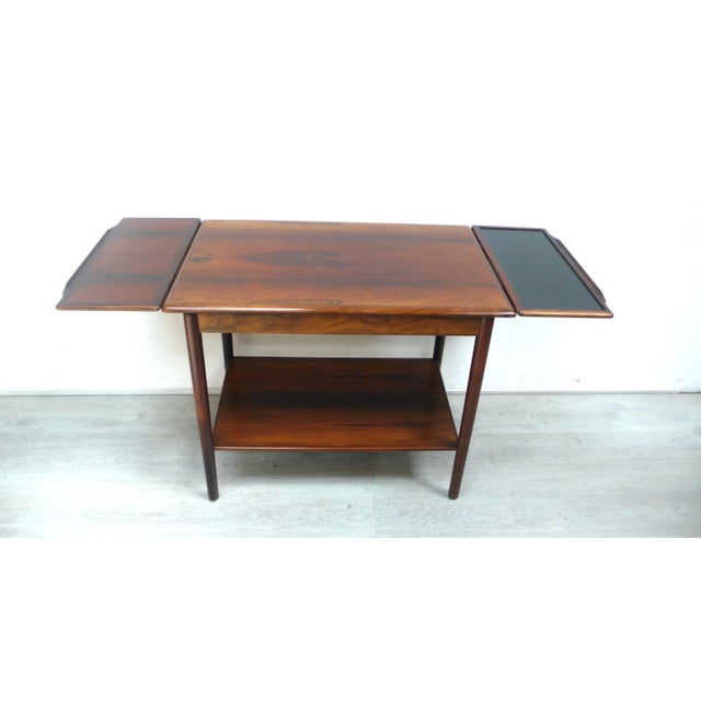 1960s serving cart / side table, extendable on both sides, with storage below, can be used with or without casters, in...