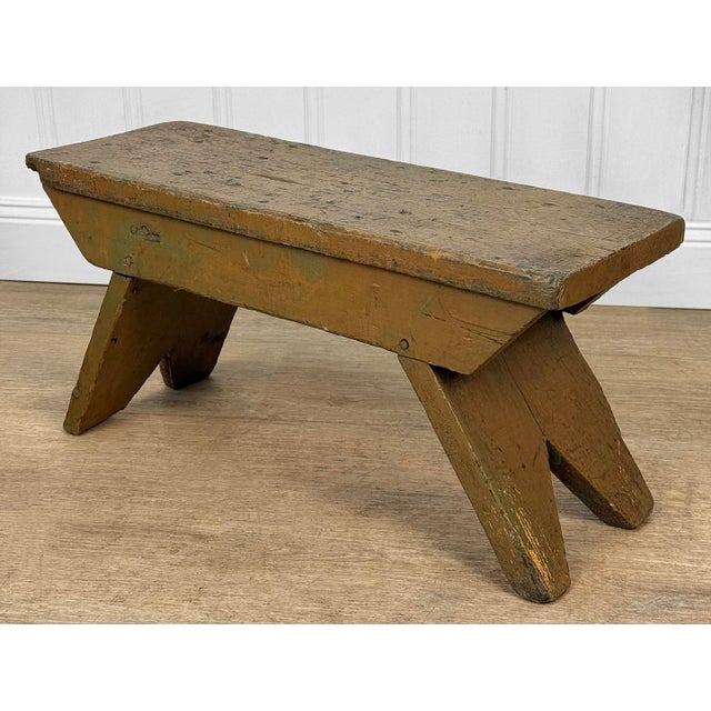Brown Antique Primitive Farmhouse Milking Foot Stool For Sale - Image 8 of 8