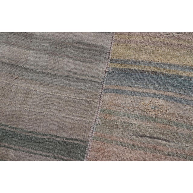 Squared Vintage Turkish Paneled Kilim Vintage Rug in Muted Colors 14'0" X14'2" For Sale - Image 13 of 13