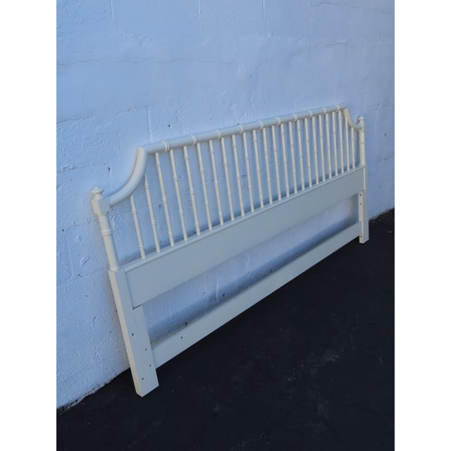 Cream Thomasville Hollywood Regency Faux Bamboo Painted King Size Headboard 6643 For Sale - Image 8 of 16