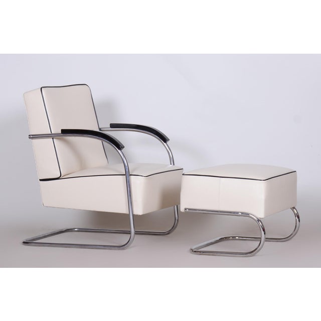 Set of Bauhaus Armchair and Ottoman in Chrome from Mücke-MelderCzech, 1930s For Sale - Image 6 of 14