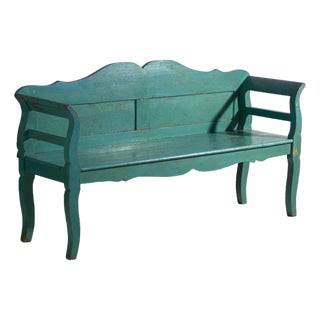 Antique Painted Bench in Pine Wood, Central Europe, 1910 For Sale