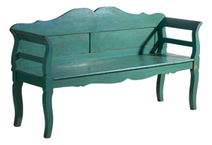 Antique Painted Bench in Pine Wood, Central Europe, 1910