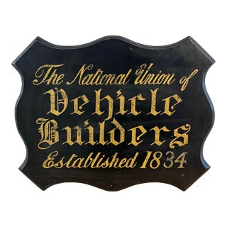 Antique Hand Painted English Vehicle Builders Sign For Sale