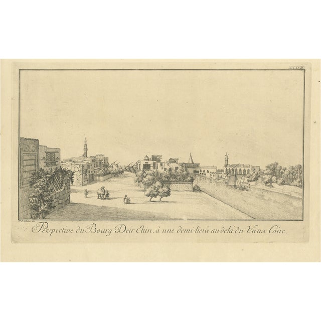 Norden, View of Deir el-Tin near Cairo Antique Egypt City, Engraving, 1755 For Sale