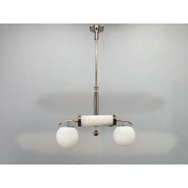 Vintage Bauhaus Chrome Pendant Light with Glass Shades, 1930s For Sale - Image 4 of 16