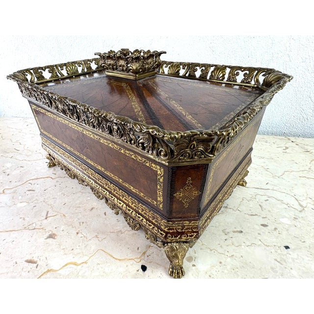 Handsome Tooled Leather Chest by Maitland Smith For Sale - Image 12 of 12