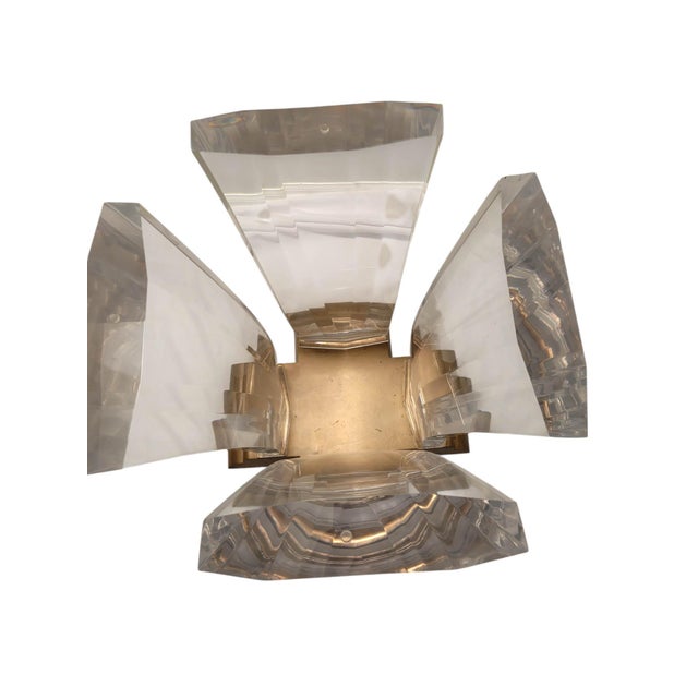 1980s Jeffrey Bigelow Brass and Lucite Dining Table Base For Sale - Image 5 of 8