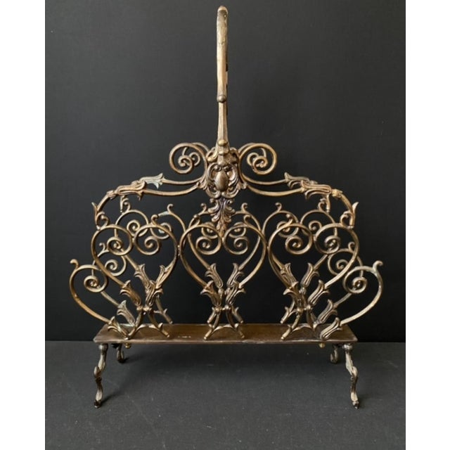 Vintage Magazine Rack in Brass, 1960s For Sale - Image 4 of 10