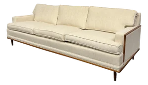Newly Reupholstered MCM Cherry Trimmed Sofa by Karpen of California