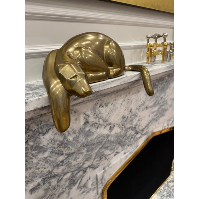 Dolbi Cashier Large Dolbi Cashier Brass Reclining Panther Sculpture – Signed For Sale - Image 4 of 7