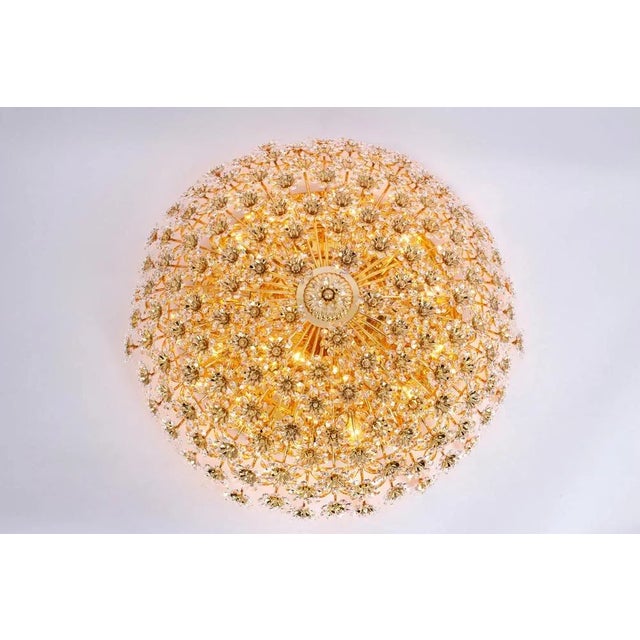 Large Gilt Brass and Cut Glass Flower Flush Mount from Palwa, Germany, 1970s For Sale - Image 12 of 13