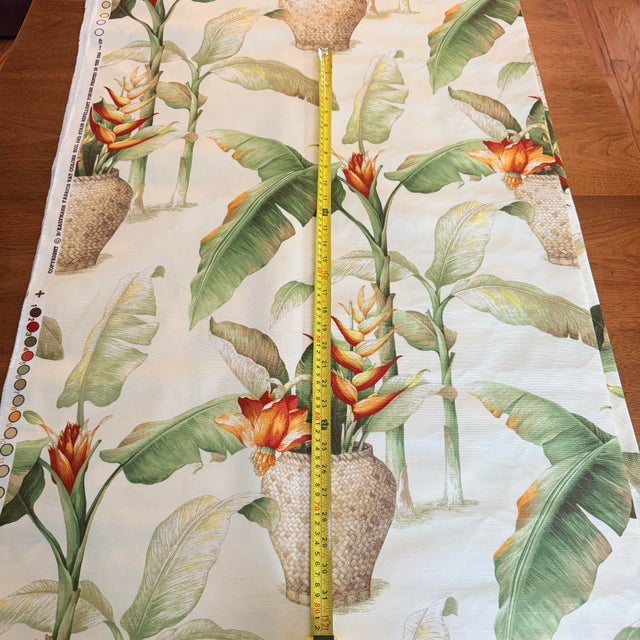Textile Vintage P Kaufmann Tropical Botanical Heliconia Banana Leaf Cotton Fabric 8.5 Yards For Sale - Image 7 of 12