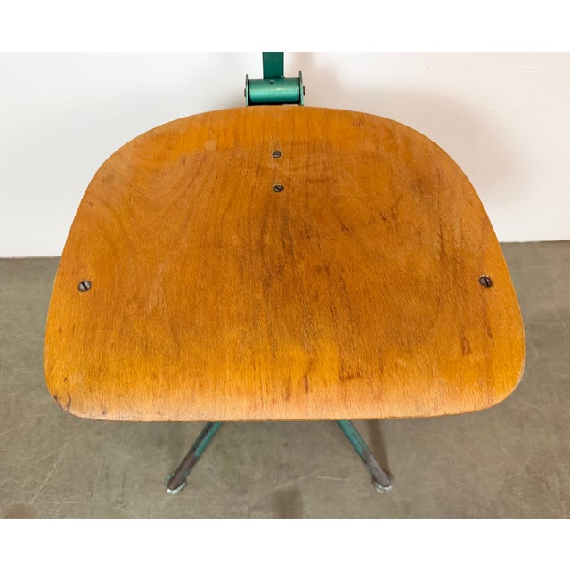 Brown Industrial Dark Green Workshop Chair, 1950s For Sale - Image 8 of 18