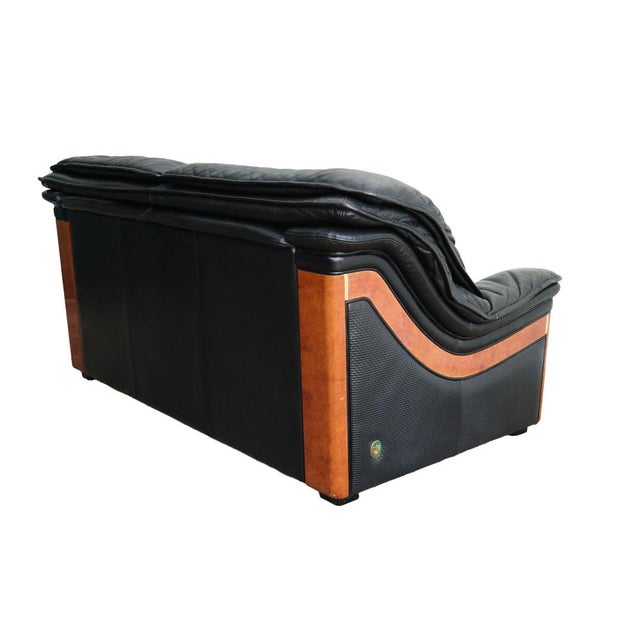 Vintage Two-Seater Sofa in Black Leather by Paolo Gucci for Formitalia, Italy, 1991 For Sale - Image 9 of 18