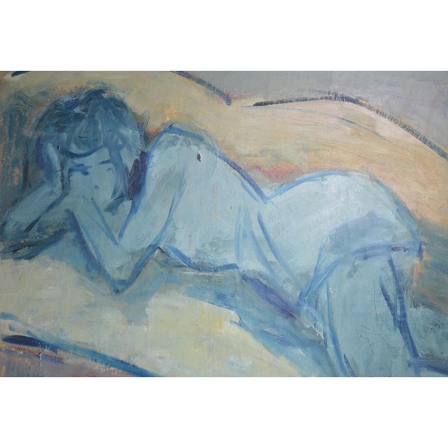 Modern Rayuz (20th Century) “Blue Reclining Nude”, Oil on Canvas, Signed For Sale - Image 3 of 11