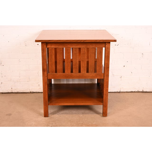 Stickley Mission Oak Arts & Crafts Spindle Side Table, Newly Refinished For Sale - Image 10 of 12