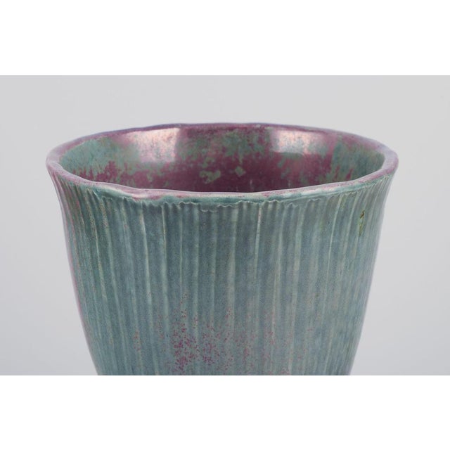 Violet and Green Glazed Ceramic Vase by E.B.S. Klint For Sale - Image 3 of 8