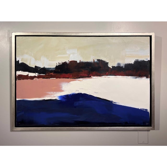 Nature's Gaze presents a striking interplay of color and form, where bold strokes of deep blue and warm earth tones...