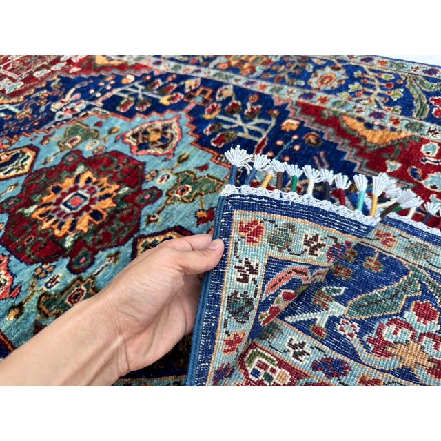 Royal Blue Karachoph Kazak Medallion Hand-Knotted Wool Rug - 3'11" X 6'0" For Sale - Image 11 of 12