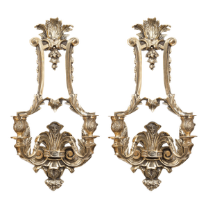 Pair of Mid 20th Century English Double-Arm Brass Sconces