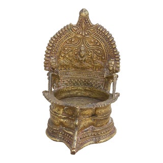 Antique Indian Engraved Brass Votive Holder For Sale