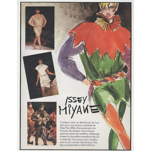 1982 French Issey Miyake Runway Fashion Print, Matted For Sale - Image 4 of 4