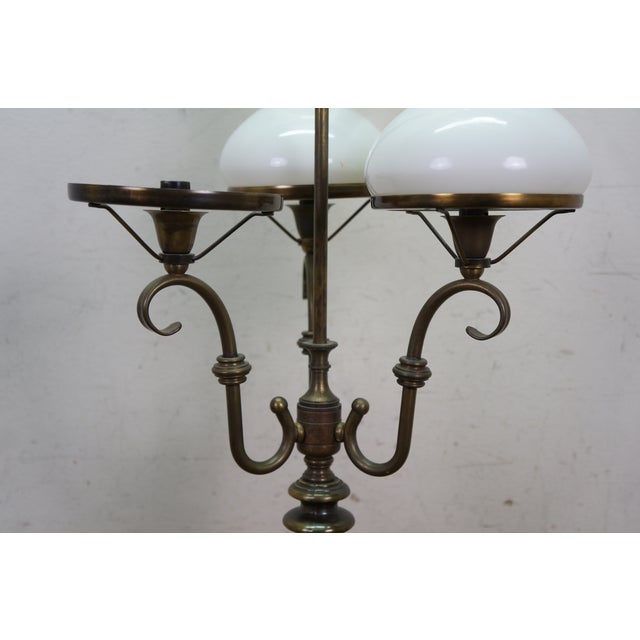 Vintage Brass 3 Light Apothecary Pharmacy Student Hurricane Lamp 28" For Sale - Image 6 of 14