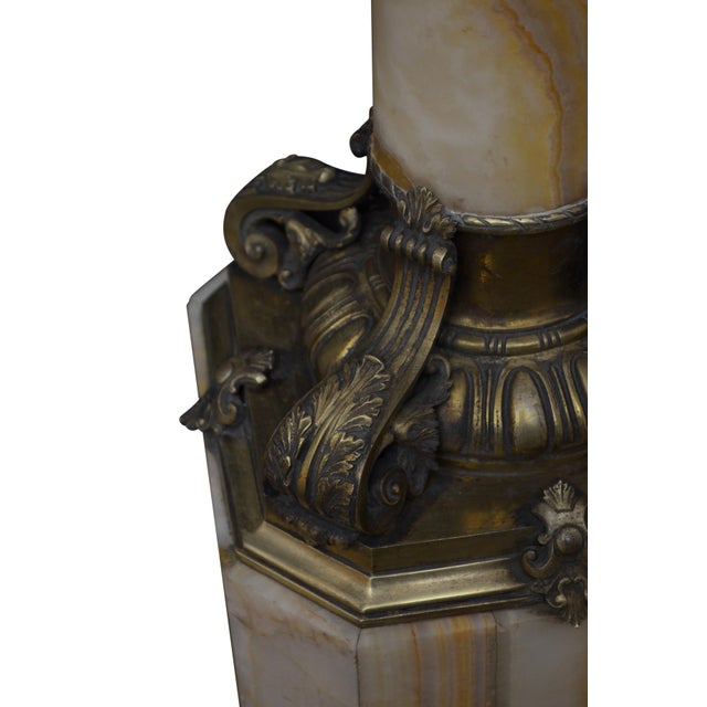 Gemstone 19th Century Empire Onyx Column with Ormolu Collar, 1870 For Sale - Image 7 of 18
