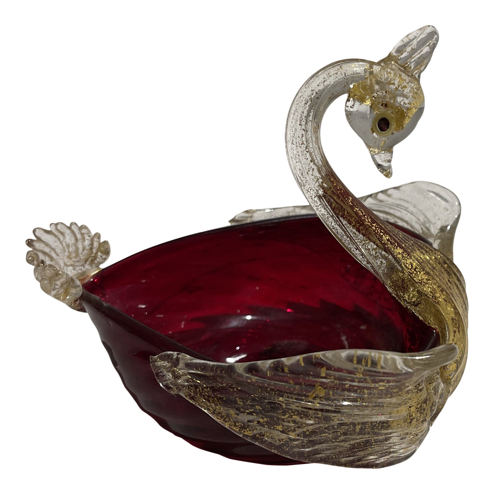 Murano Salviati HandBlown Glass Swan Salt Dish Chairish