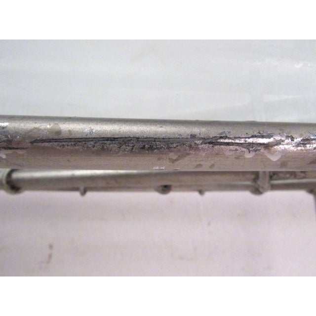 Chrome Industrial Metal Faux Bamboo Console Table For Sale - Image 8 of 8