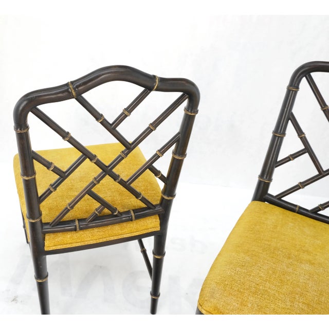 Pair Mid-Century Modern Decorative Ebonized Walnut Faux Bamboo Side Chairs Mint!