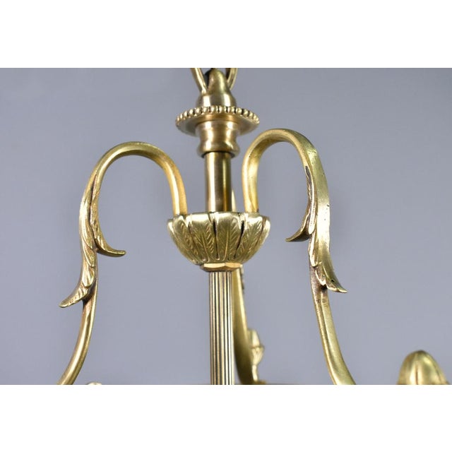 French Louis XVI Style Triple Light Hall Lantern in Bronze, 1930s For Sale - Image 10 of 14