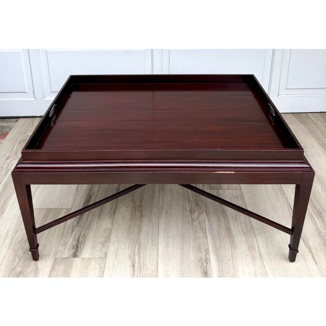 Wood Barbara Barry for Baker Mahogany Gallery Tray Top Coffee Table For Sale - Image 7 of 16