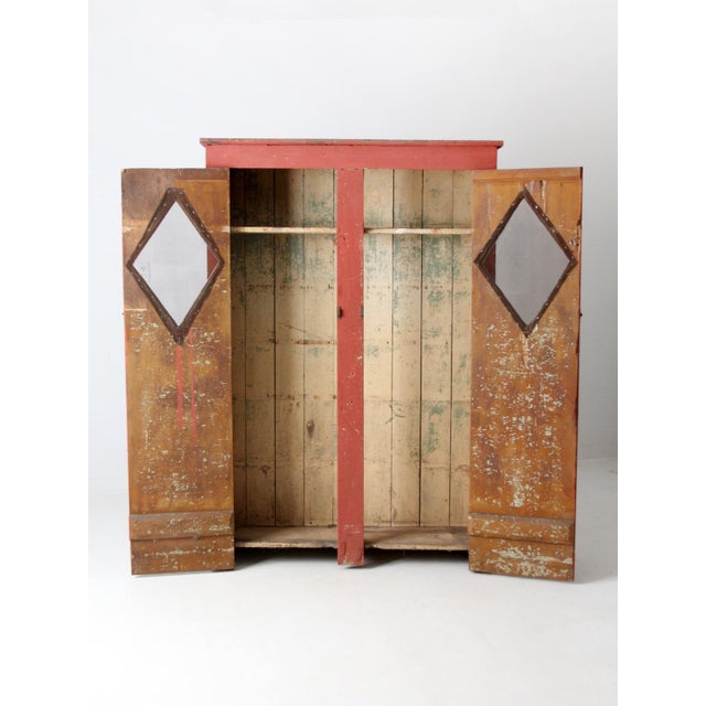 Antique Primitive Painted Wood Cabinet For Sale - Image 9 of 11
